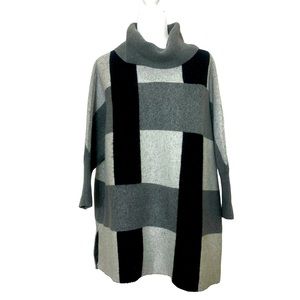 Anne Klein Colorblock Geometric Tunic Cowl Sweater Size M